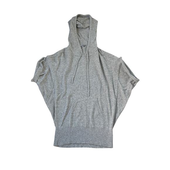 Vince Cashmere Oversized Short Sleeve Hooded Sweater Grey - Picture 1 of 8